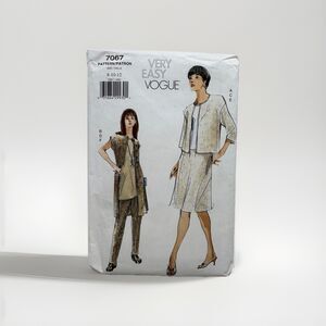 Vogue 7067 Sewing Pattern Size 8 10 12 Easy Jacket Top Skirt Pants Loose Unlined